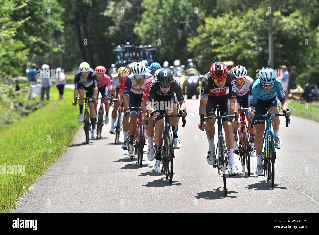 Riders pictured in action during stage 19 of the 108th edition of the Tour de France cycling race, from Mourenx to Libourne (207 km) in France, Friday Stock Photo