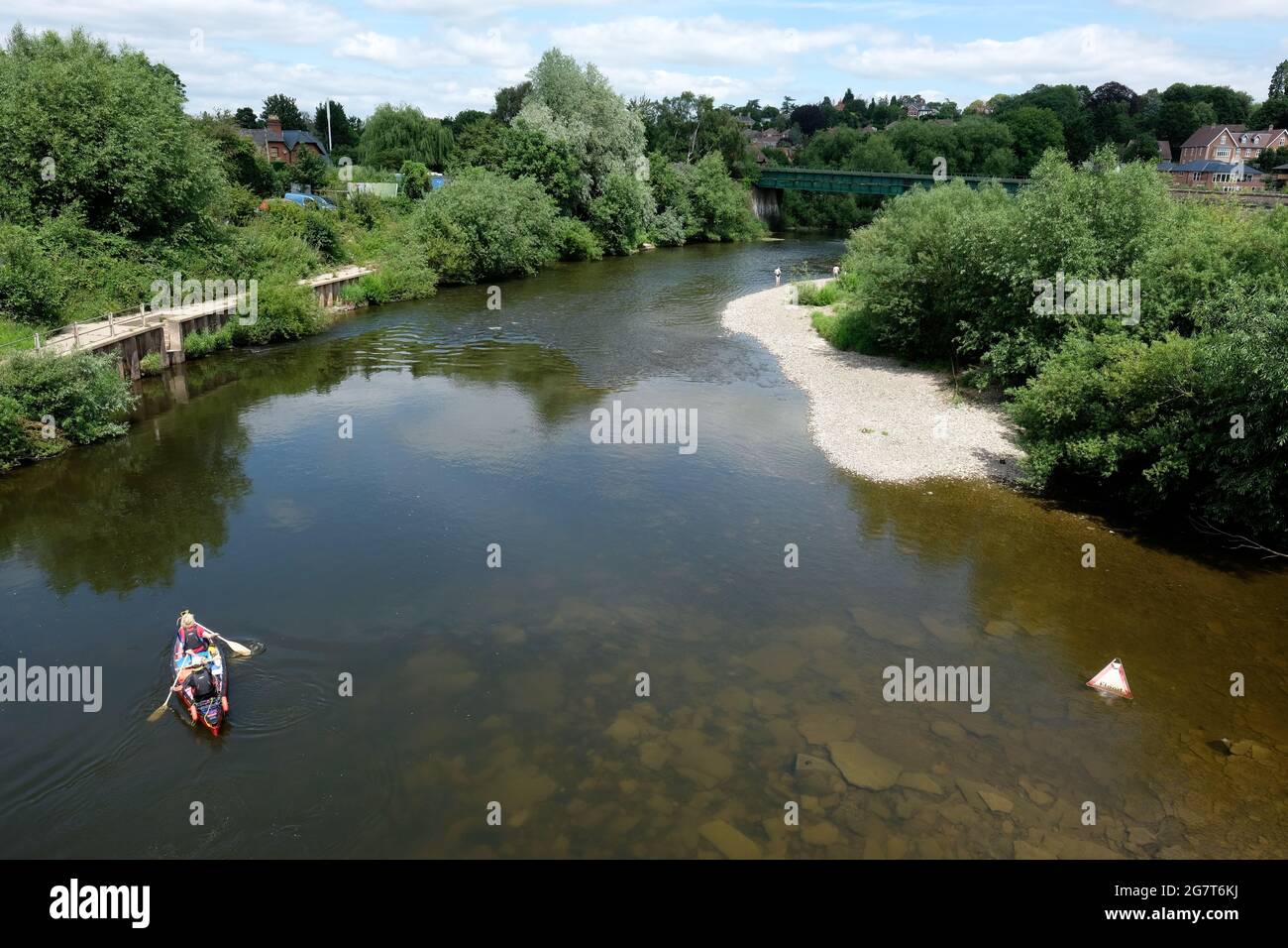 Hereford the River Wye seen flowing through the Eign Hill area of the
