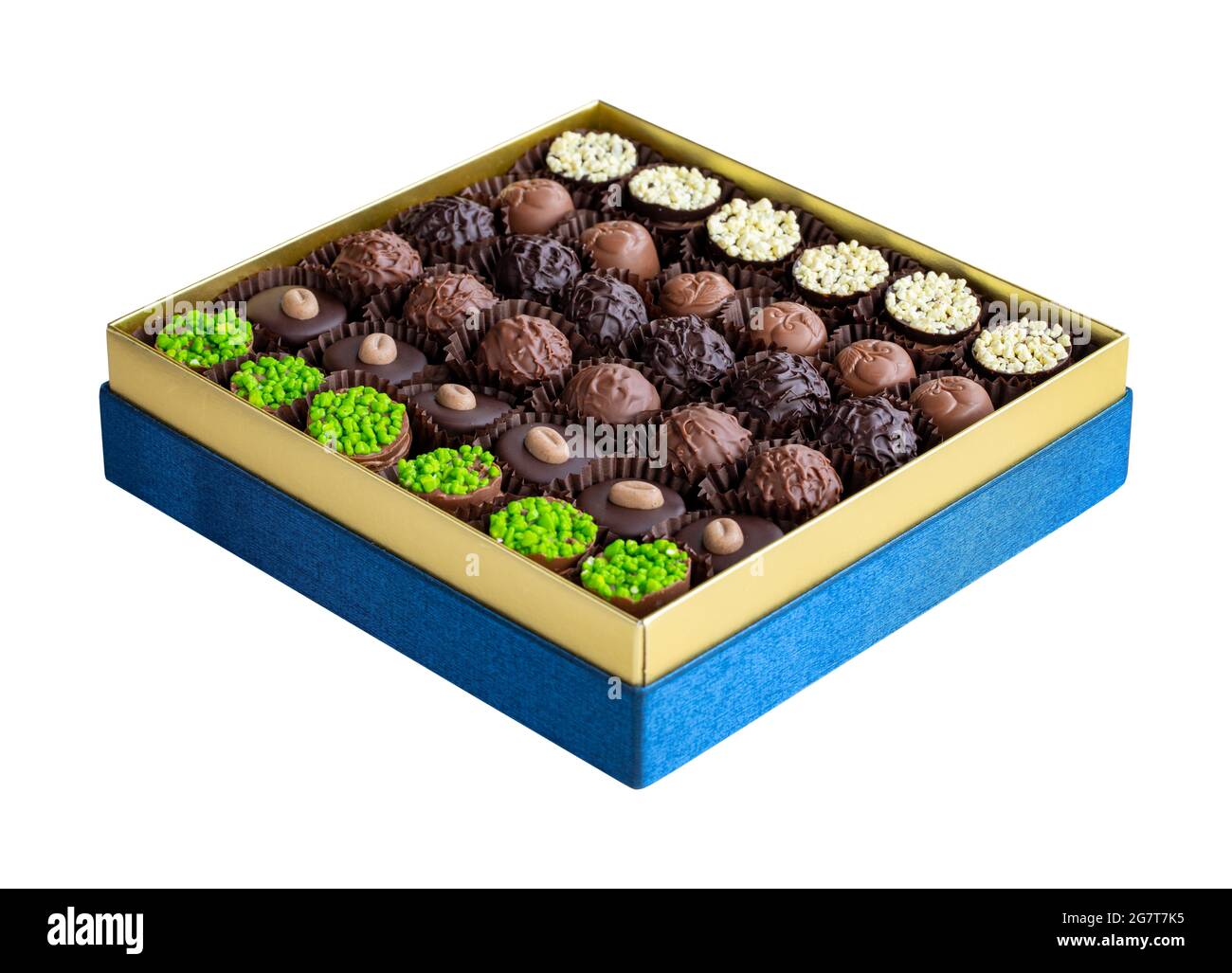 Gift chocolate isolated on white background. chocolate box Stock Photo