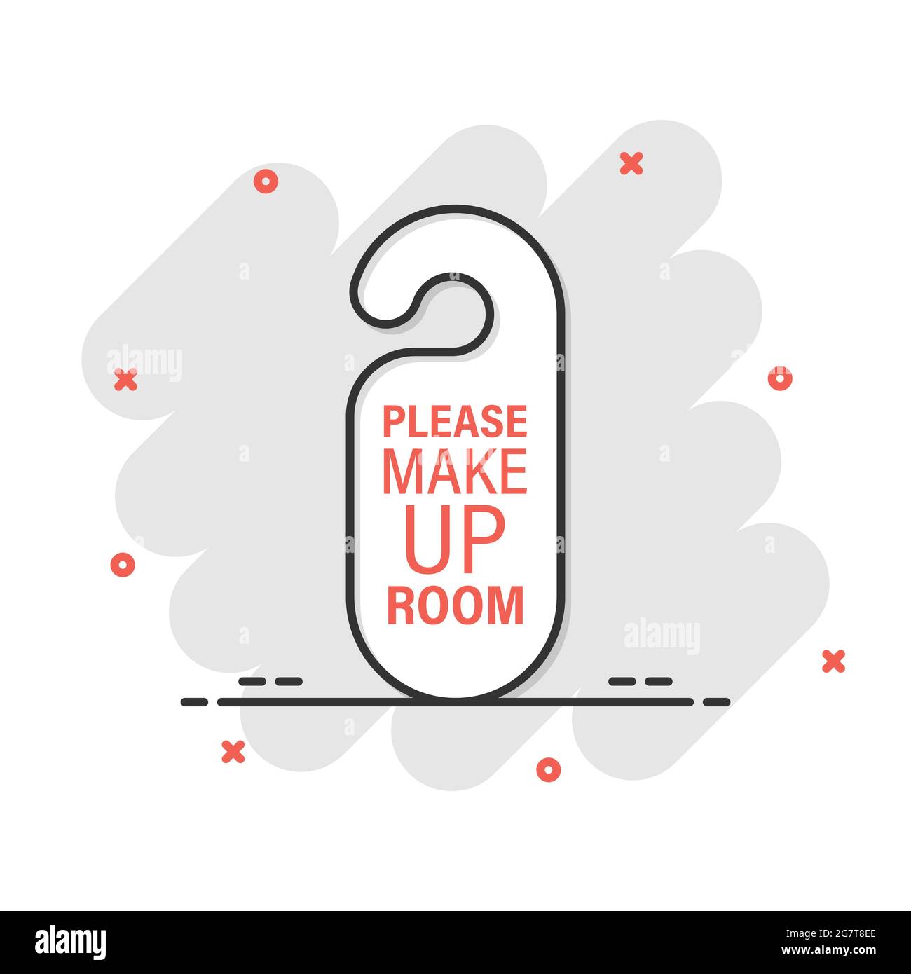Make up room hotel sign icon in comic style. Inn cartoon vector  illustration on white isolated background. Hostel clean splash effect  business concept Stock Vector Image & Art - Alamy