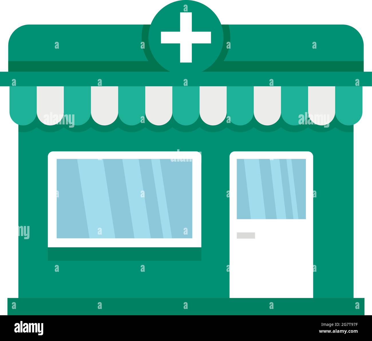 Street pharmacy shop icon. Flat illustration of street pharmacy shop vector icon isolated on white background Stock Vector
