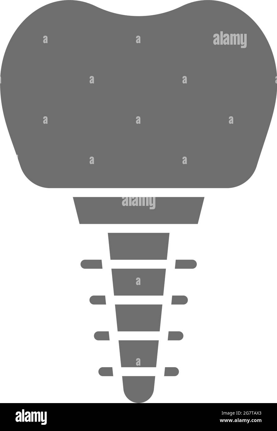 Vector dental implant, tooth crown grey icon. Stock Vector