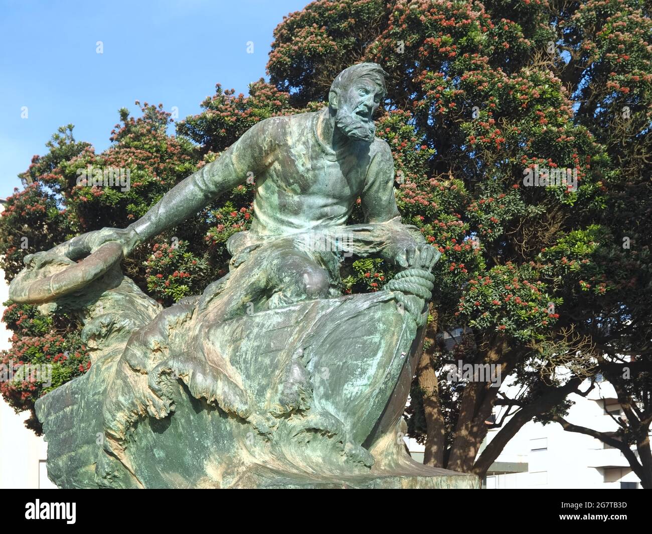 Bronze statue of a sailor with a lifebuoy Stock Photo Alamy