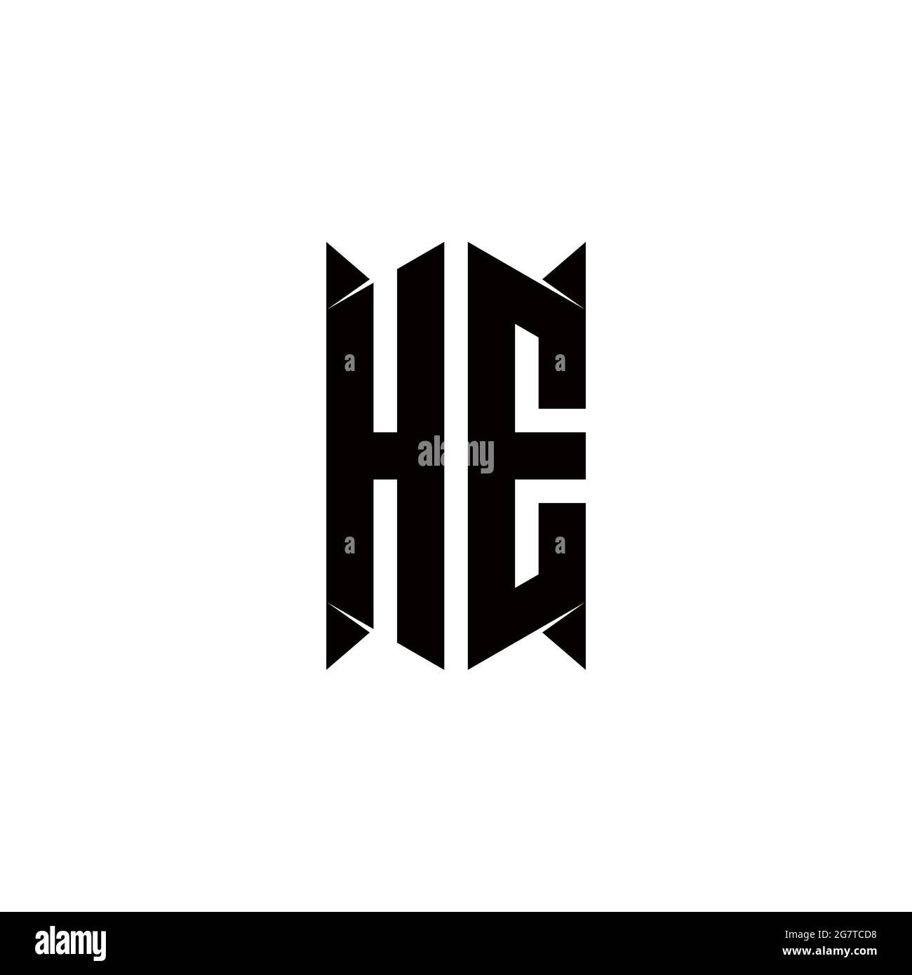 HE Logo monogram with shield shape designs template vector icon modern Stock Vector