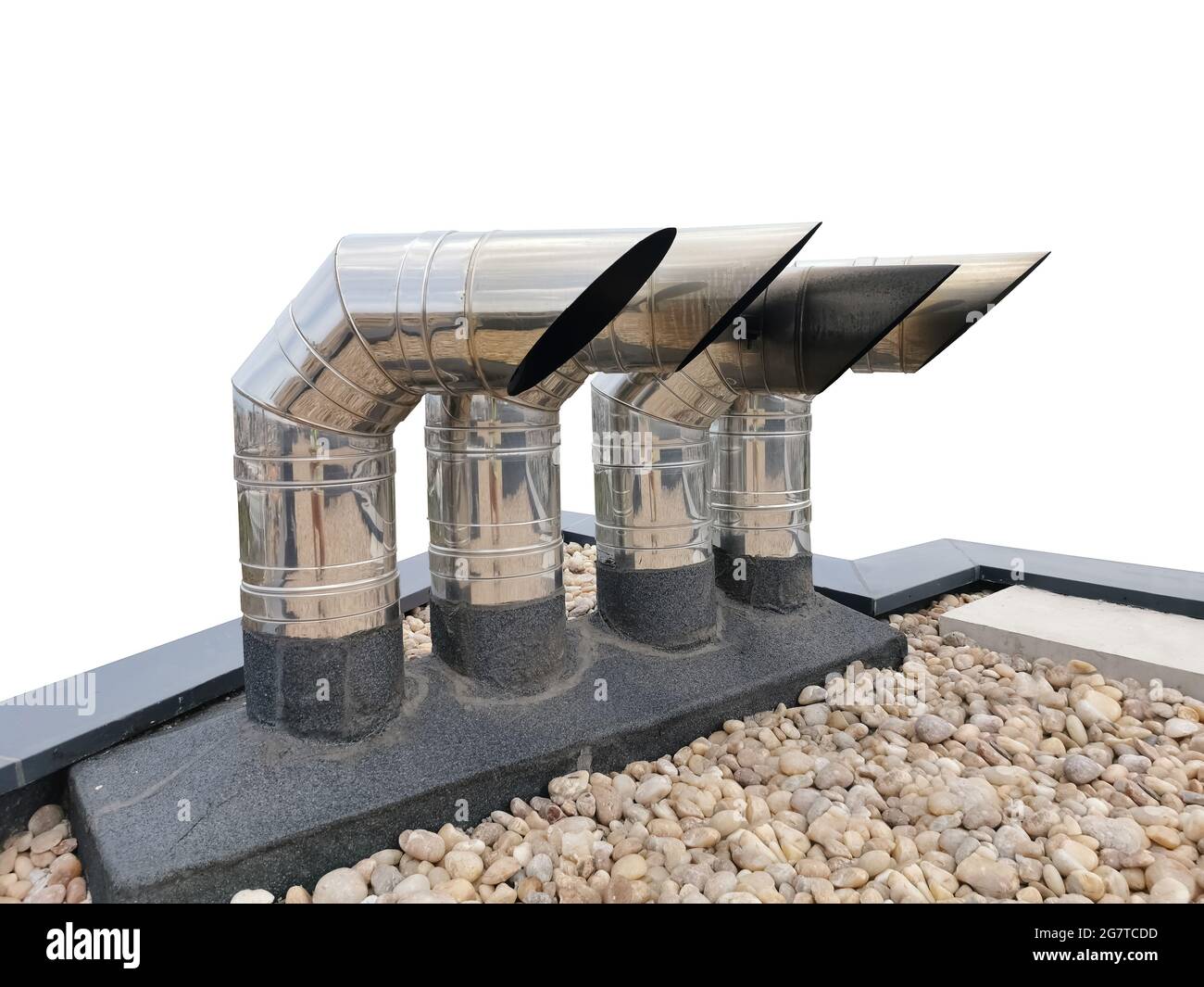 View of metal chimney exhaust pipes for power generators, normally