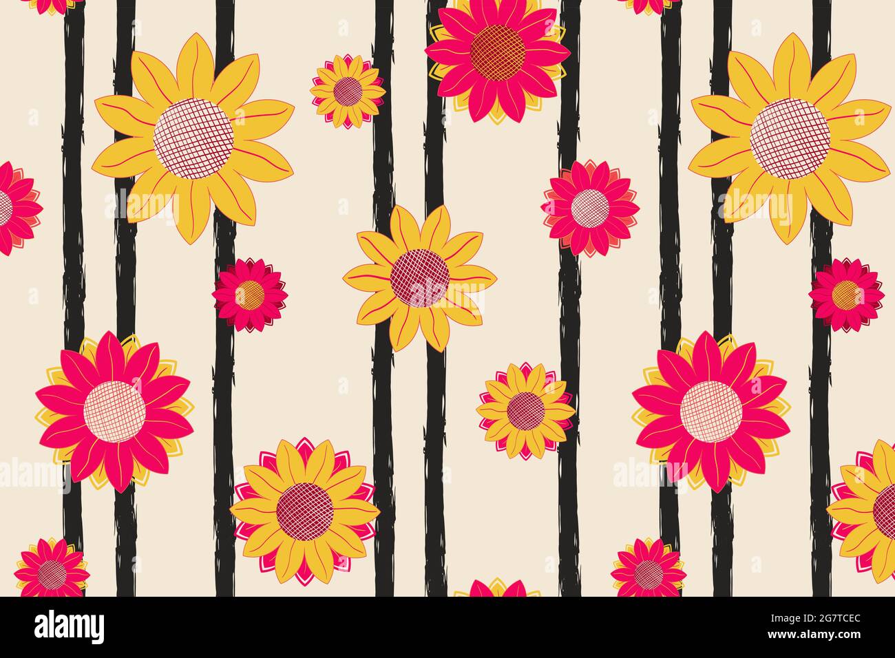 Bright sunflower vector seamless pattern Stock Vector