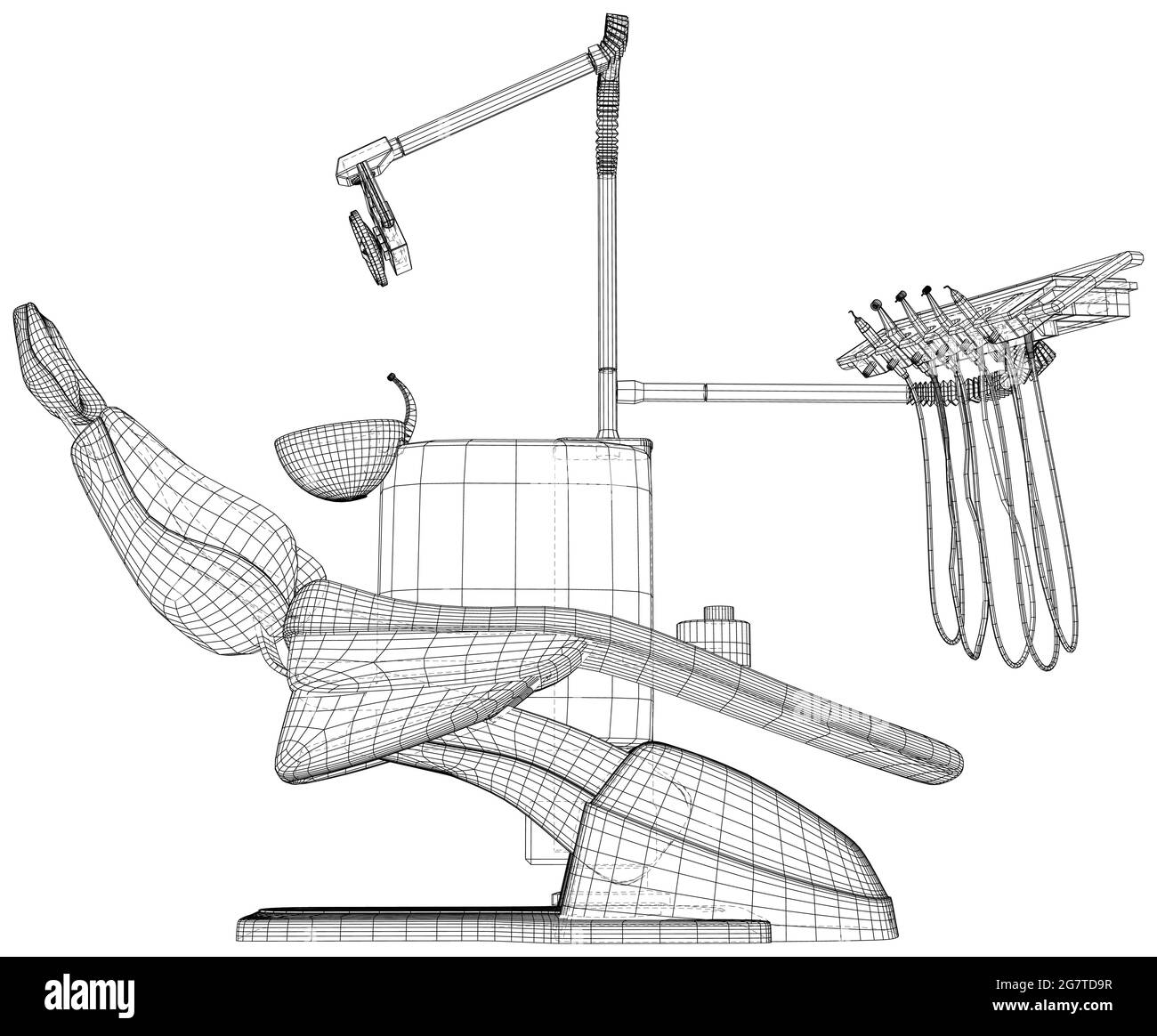 Dental chair. EPS10 format. Wire-frame Vector created of 3d Stock Vector