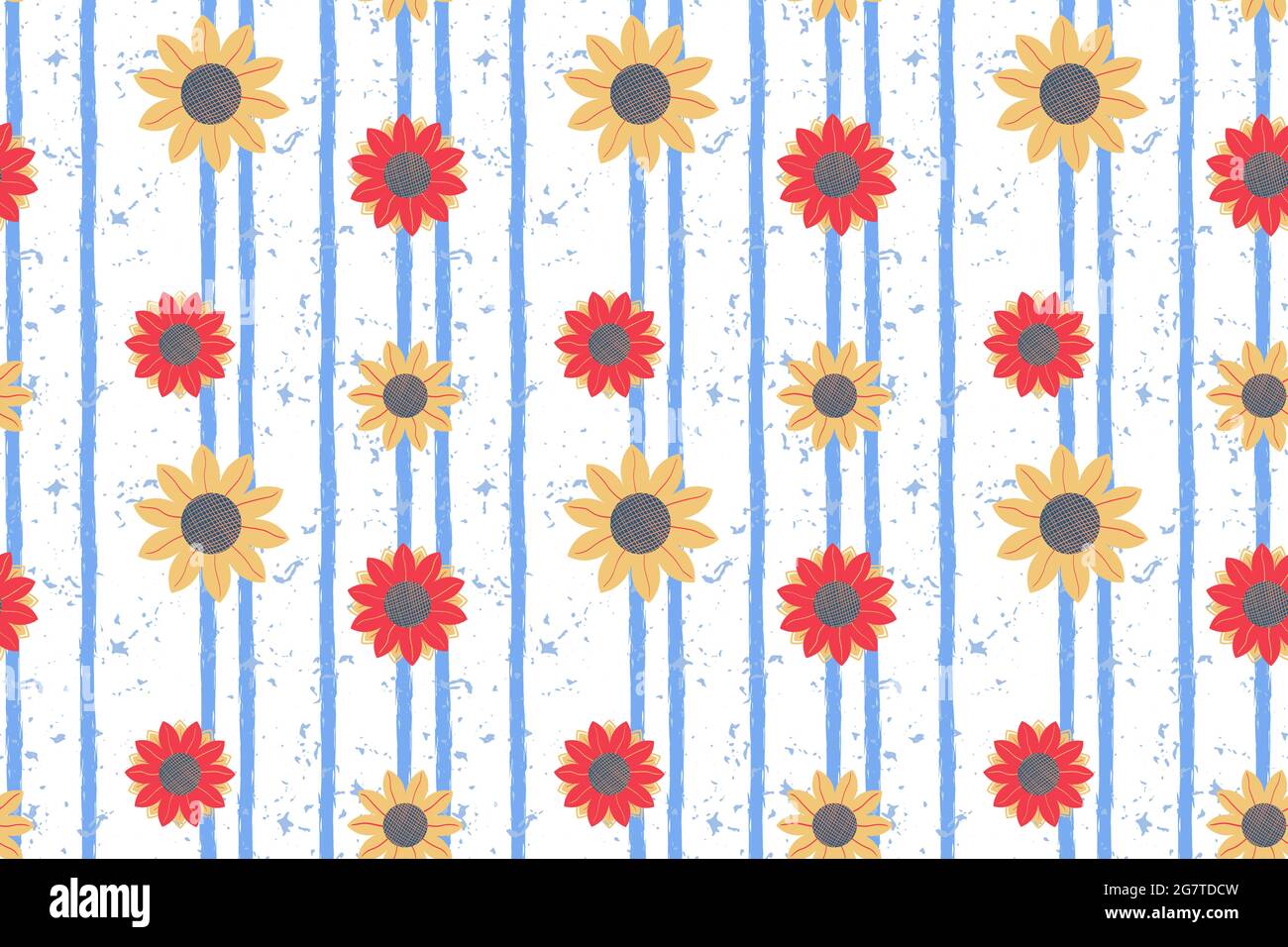 Orange sunflower vector pattern Stock Vector