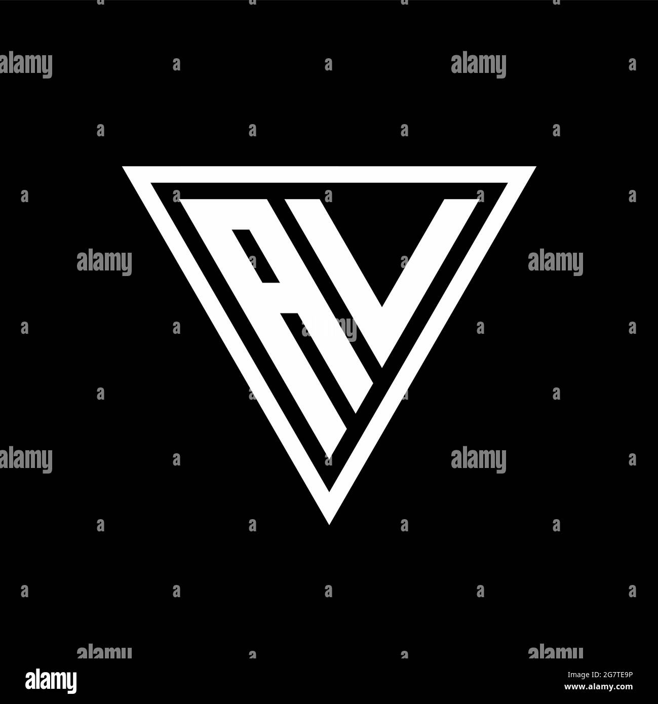 AV Logo monogram with tirangle shape isolated on black background geometric vector icon Stock Vector