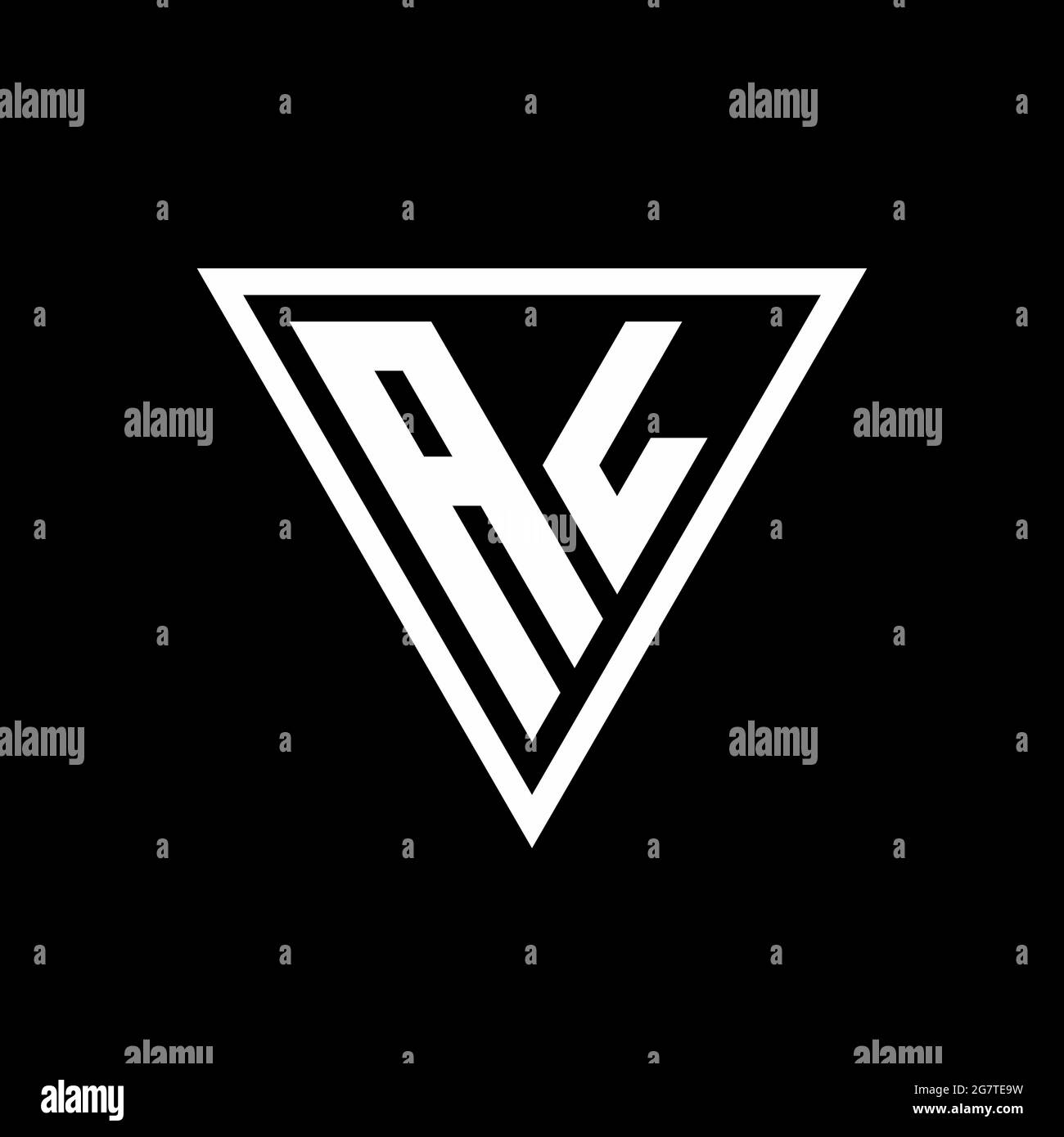 AL Logo monogram with tirangle shape isolated on black background geometric vector icon Stock Vector