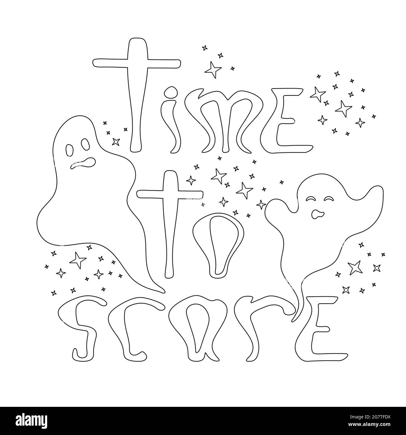 Time to scare coloring book page. Nice halloween party illustration Stock Vector