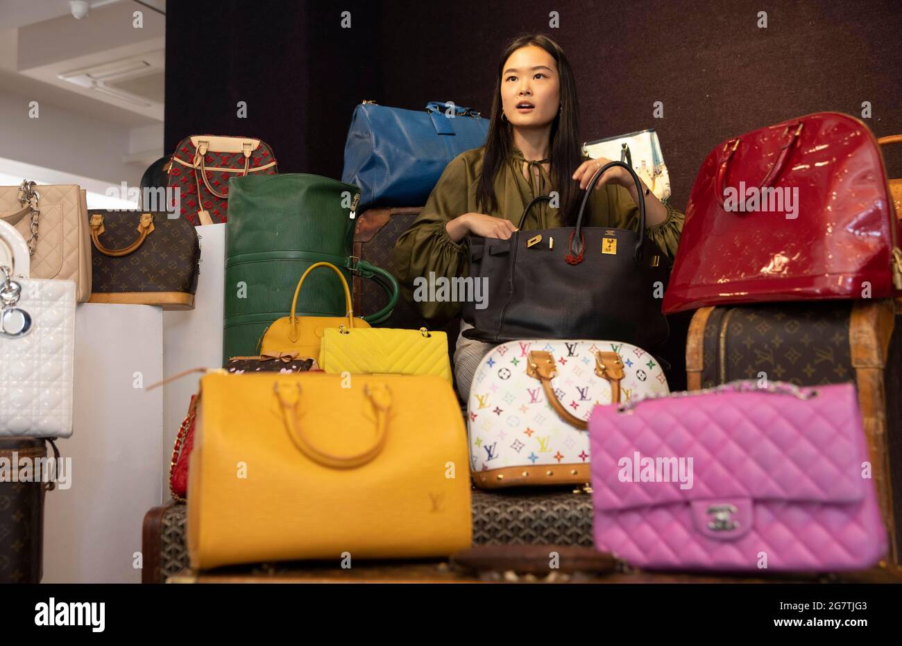 London, UK. 16th July, 2021. Bonhams Designer Handbags and Fashion