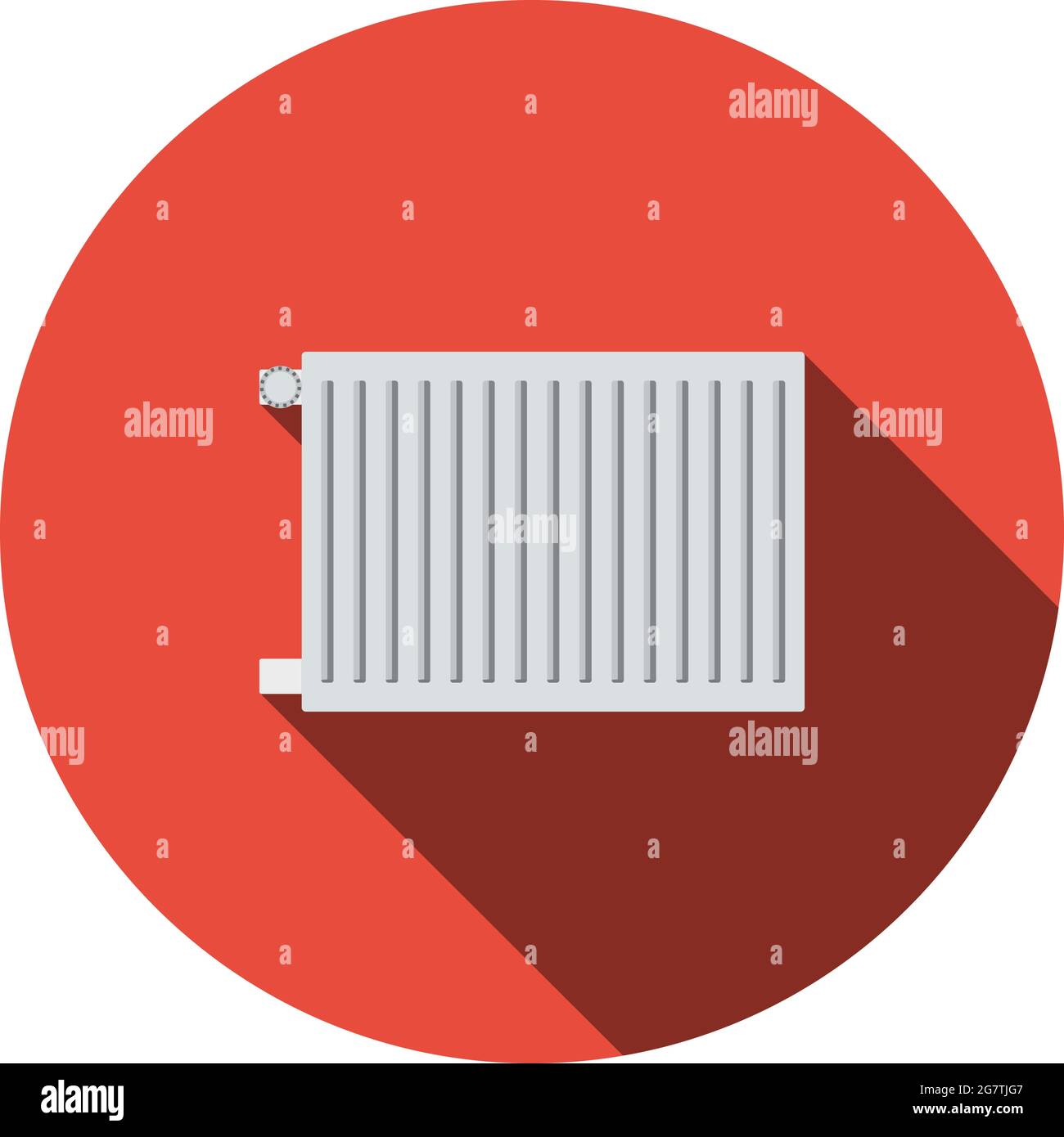 Icon Of Radiator. Flat Circle Stencil Design With Long Shadow. Vector ...