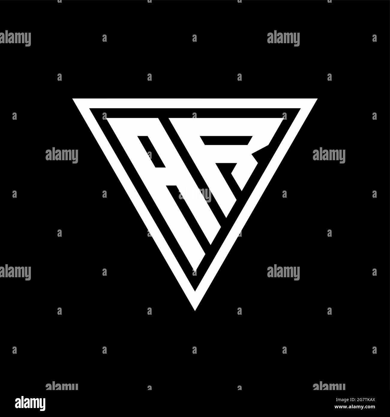 AR Logo monogram with tirangle shape isolated on black background geometric vector icon Stock Vector