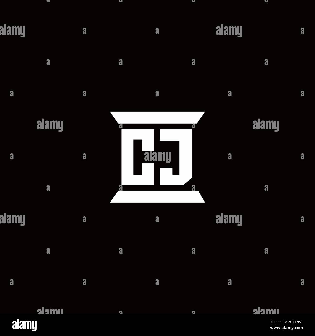 CJ logo initial letter monogram with pillar shape design template ...