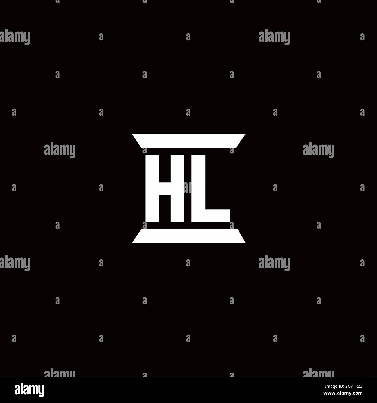 HL logo initial letter monogram with pillar shape design template isolated in black background Stock Vector