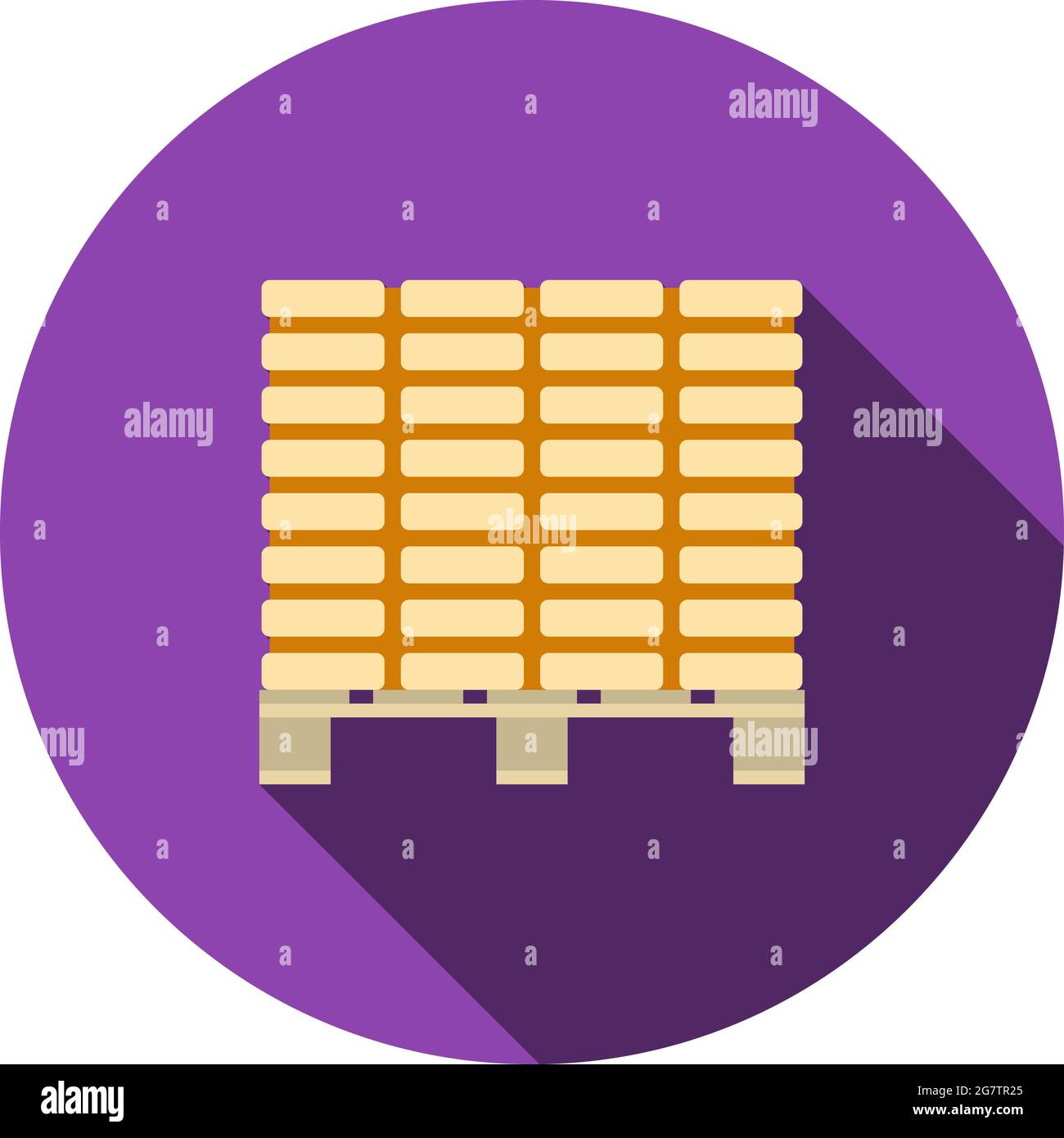 Icon Of Construction Pallet. Flat Circle Stencil Design With Long Shadow. Vector Illustration. Stock Vector