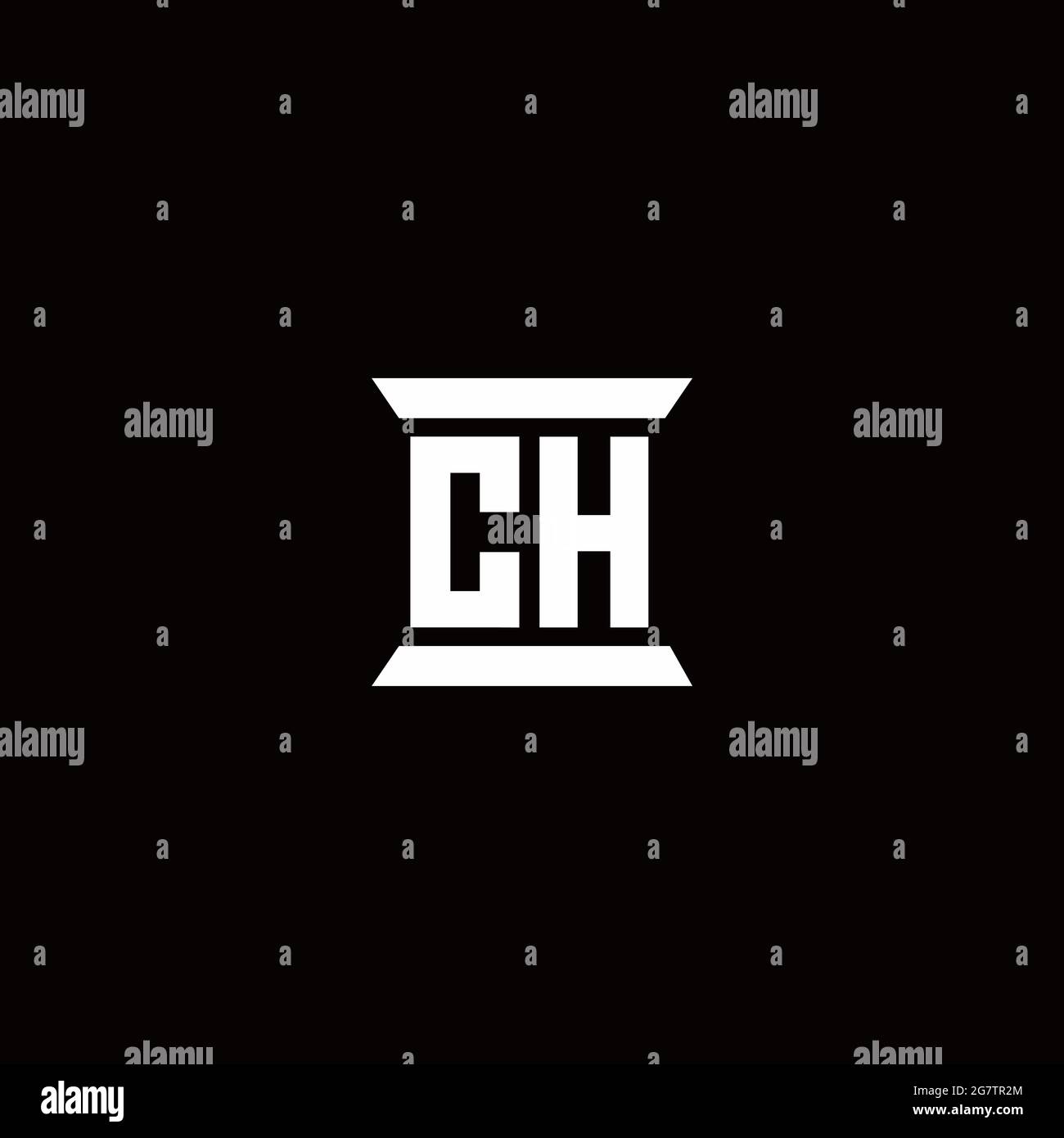 CH logo initial letter monogram with pillar shape design template isolated in black background Stock Vector