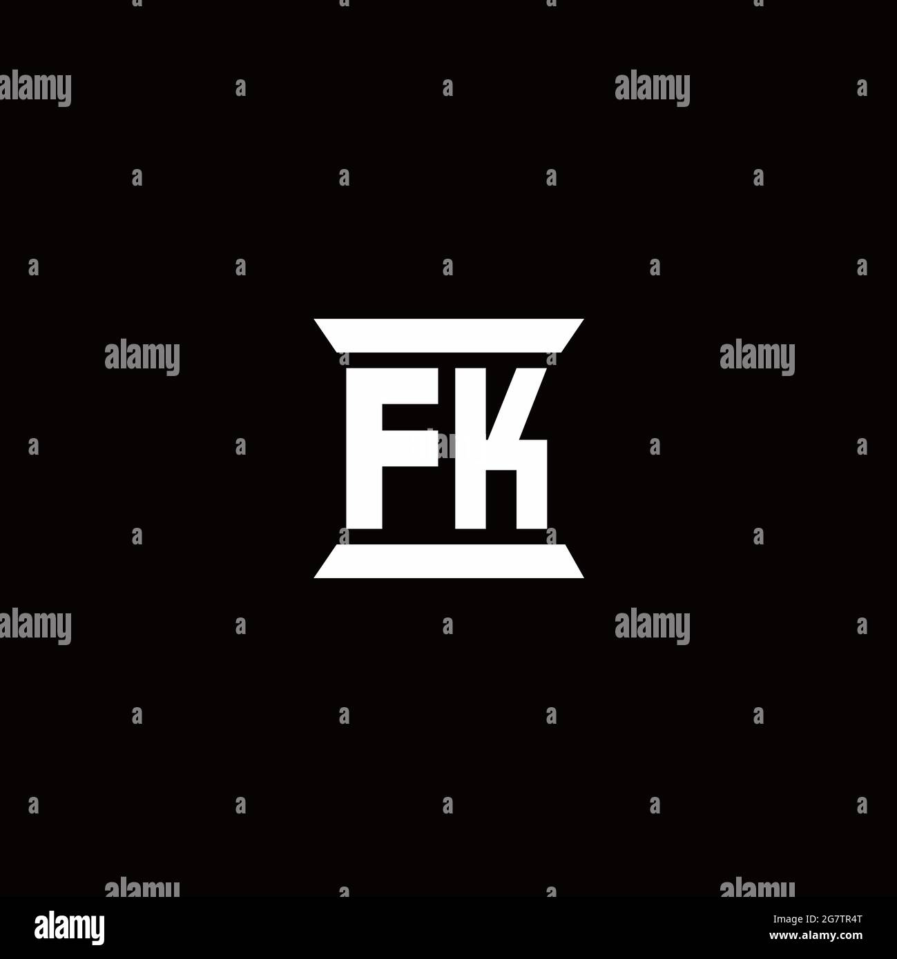 FK logo initial letter monogram with pillar shape design template isolated in black background Stock Vector
