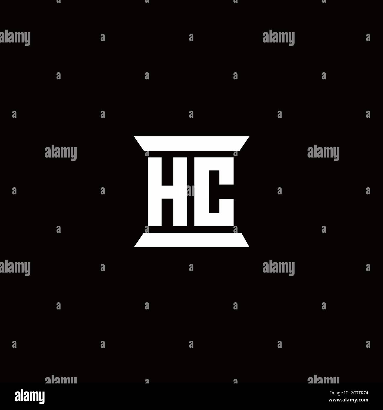 HC logo initial letter monogram with pillar shape design template isolated in black background Stock Vector