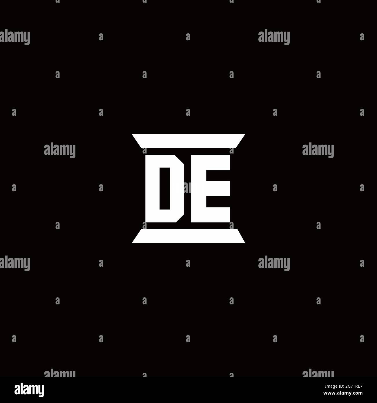 DE logo initial letter monogram with pillar shape design template isolated in black background Stock Vector