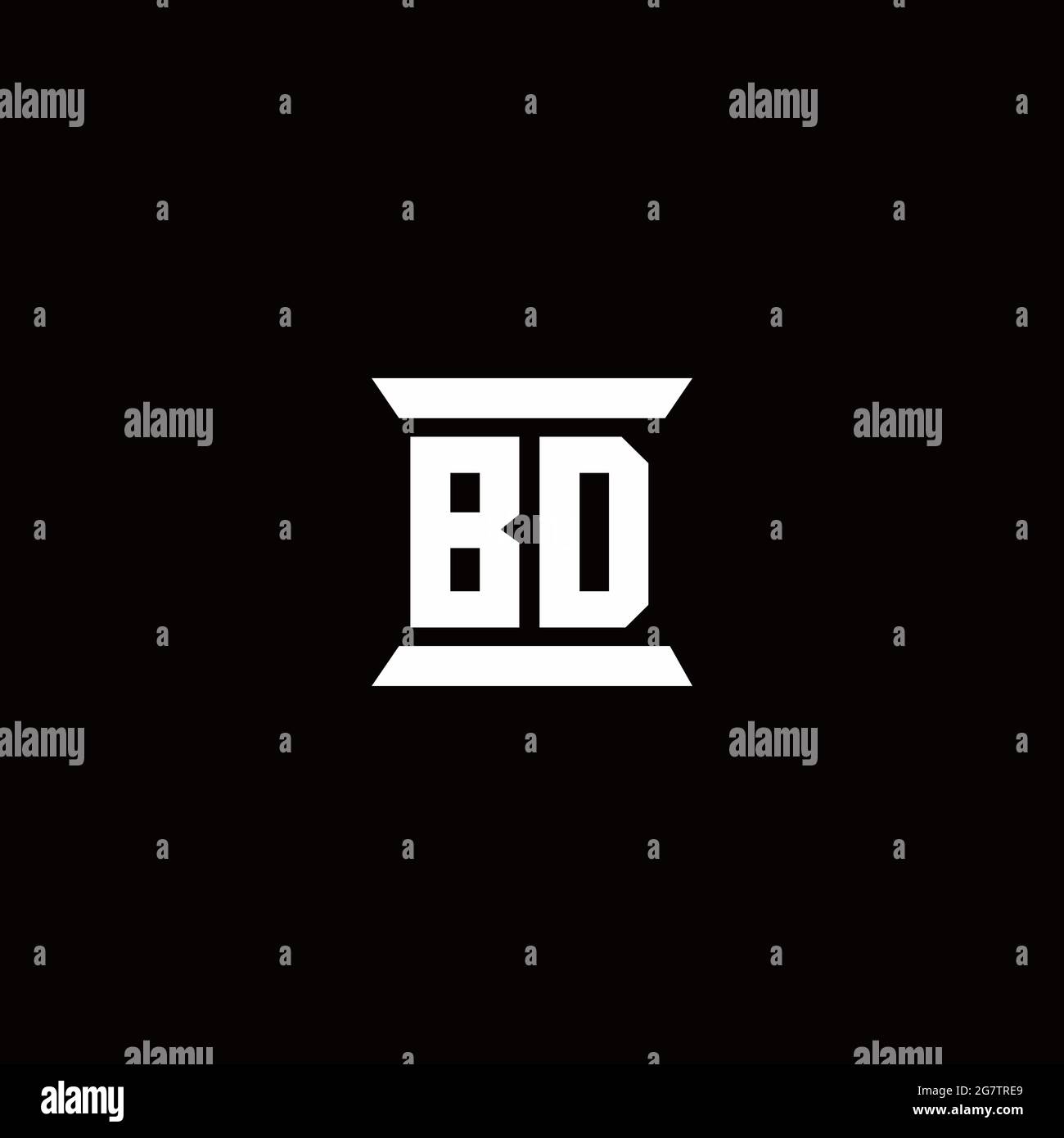 BD logo initial letter monogram with pillar shape design template isolated in black background Stock Vector