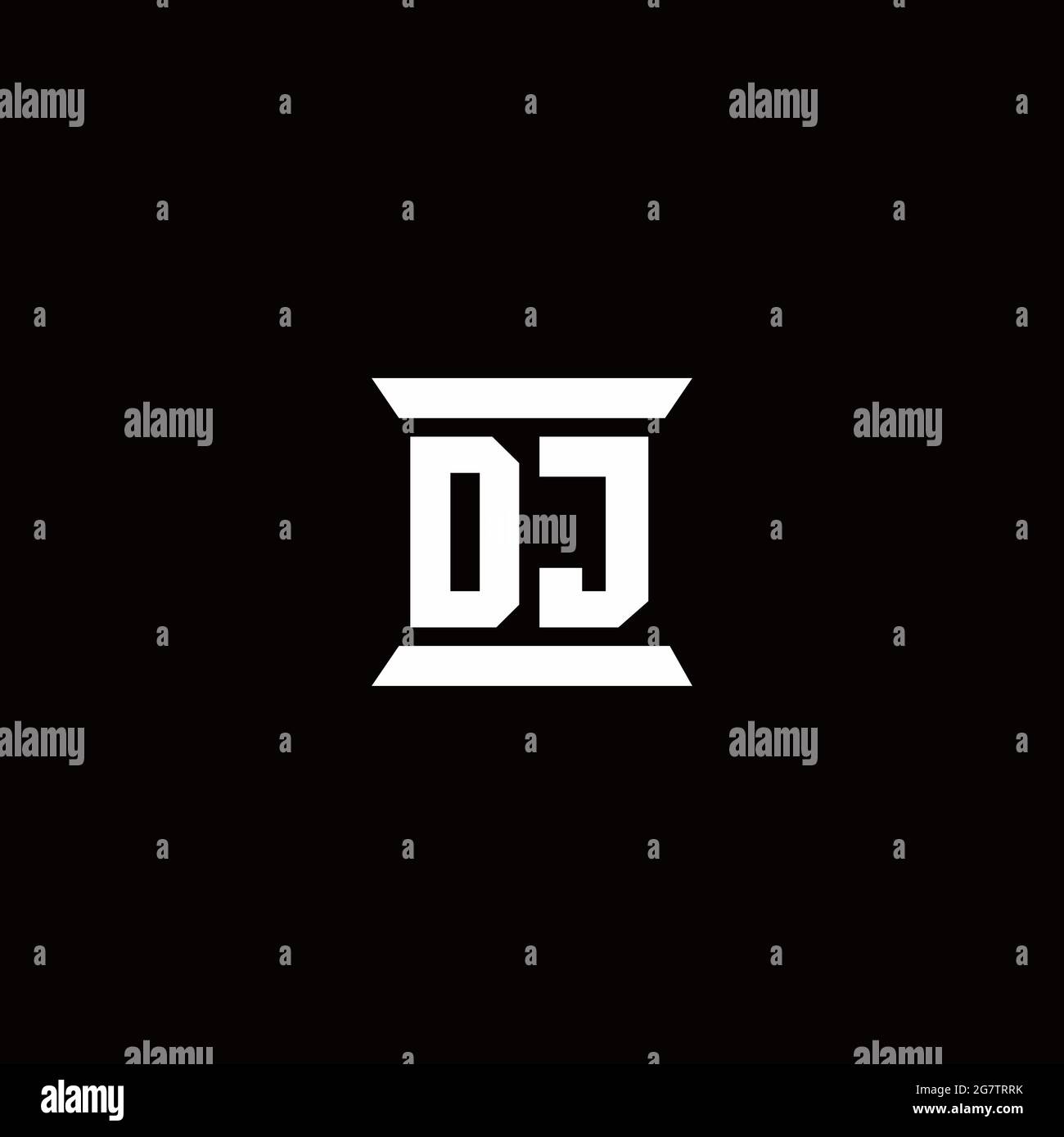DJ logo initial letter monogram with pillar shape design template ...
