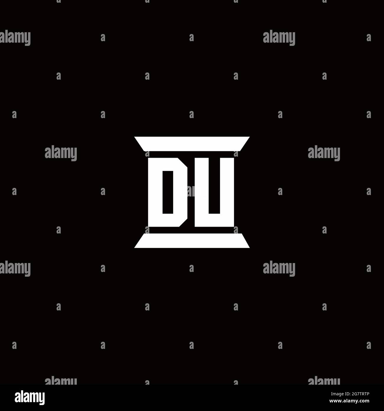 DU logo initial letter monogram with pillar shape design template isolated in black background Stock Vector