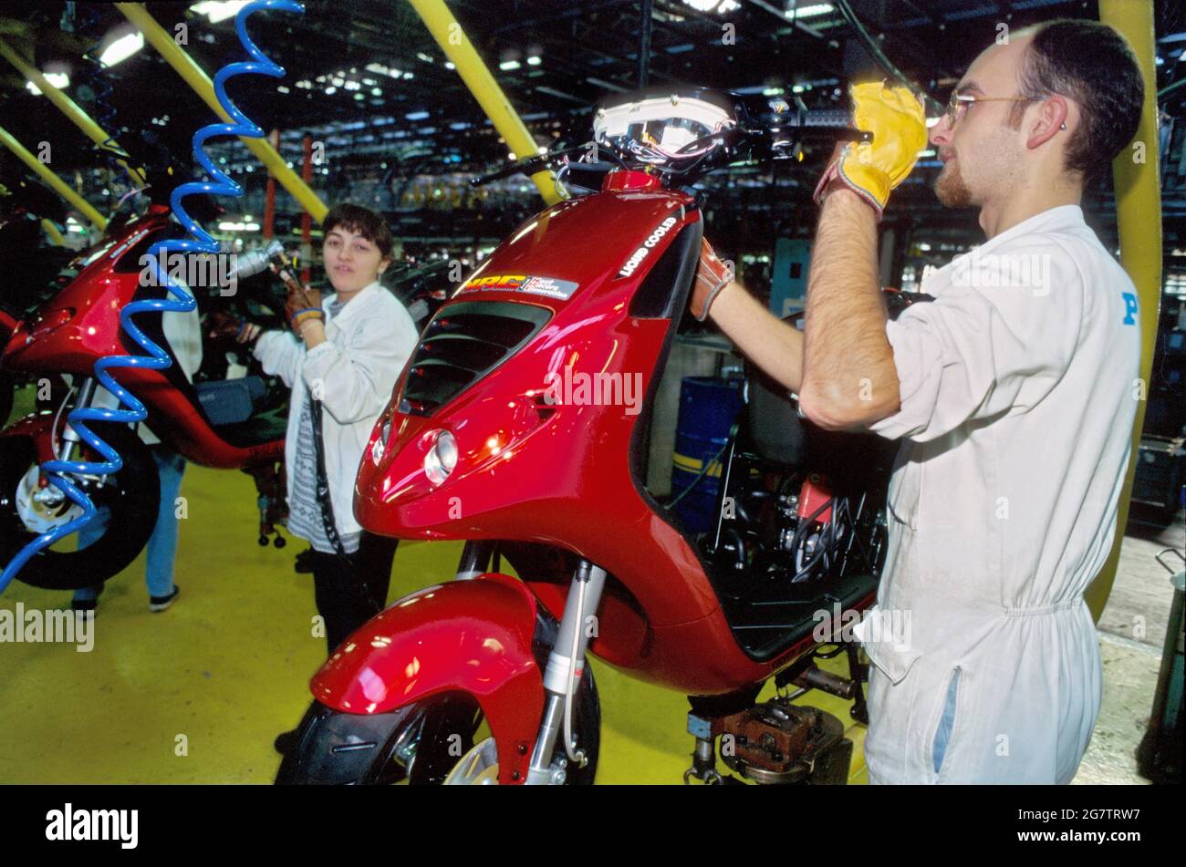 Piaggio plant in Pontedera (province of Pisa, Tuscany, Italy), production of mopeds and motorbikes Stock Photo