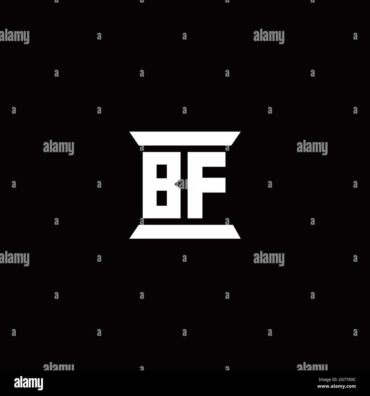 BF logo initial letter monogram with pillar shape design template isolated in black background Stock Vector