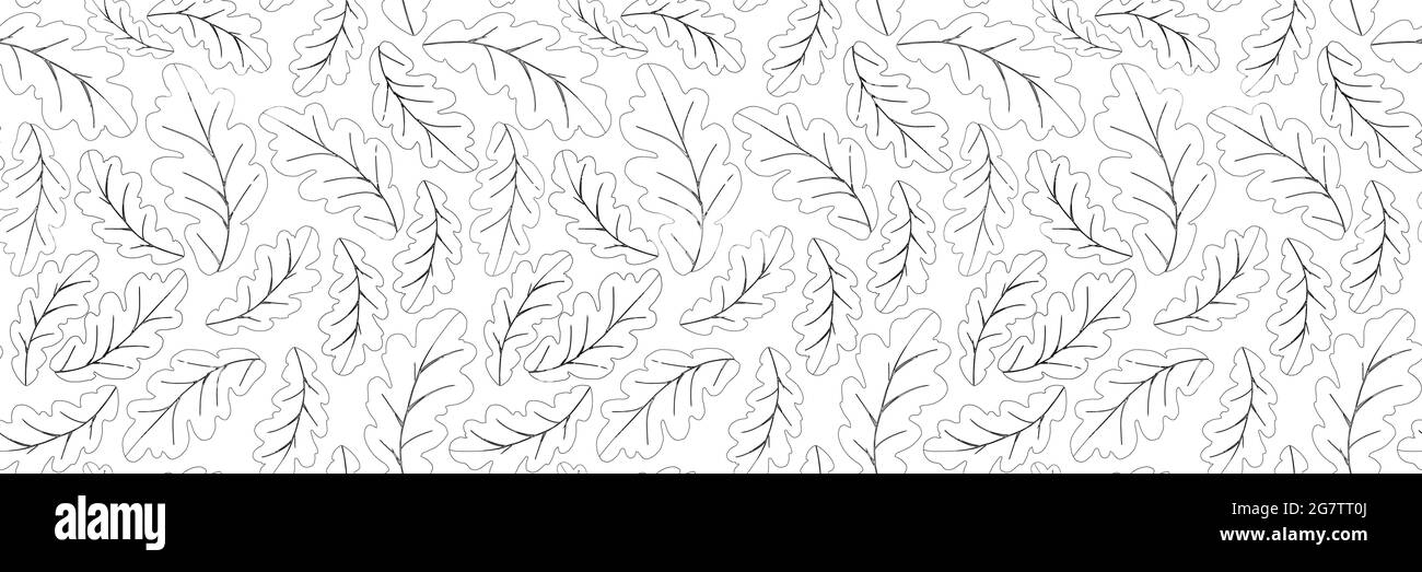 Contour oak foliage seamless pattern Stock Vector