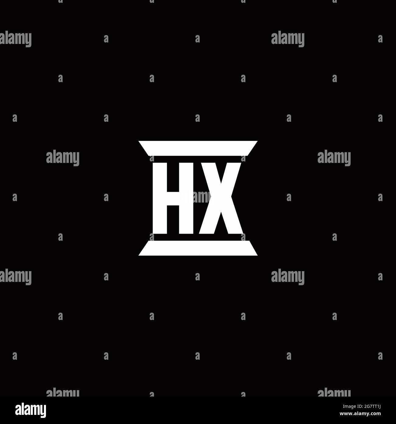 HX logo initial letter monogram with pillar shape design template ...