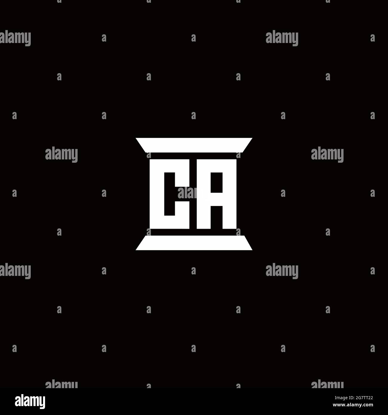 CA logo initial letter monogram with pillar shape design template isolated in black background Stock Vector