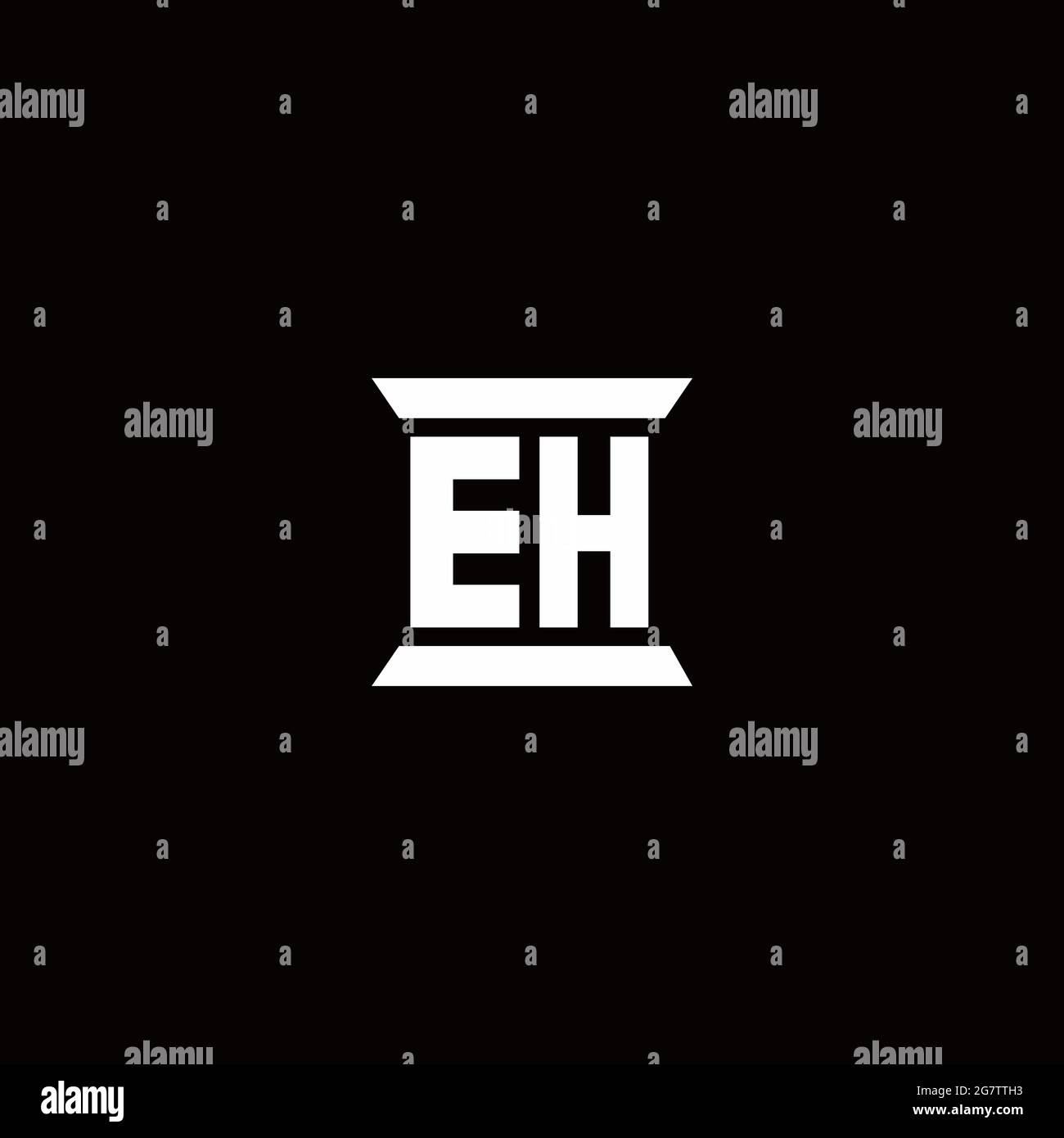 EH logo initial letter monogram with pillar shape design template isolated in black background Stock Vector