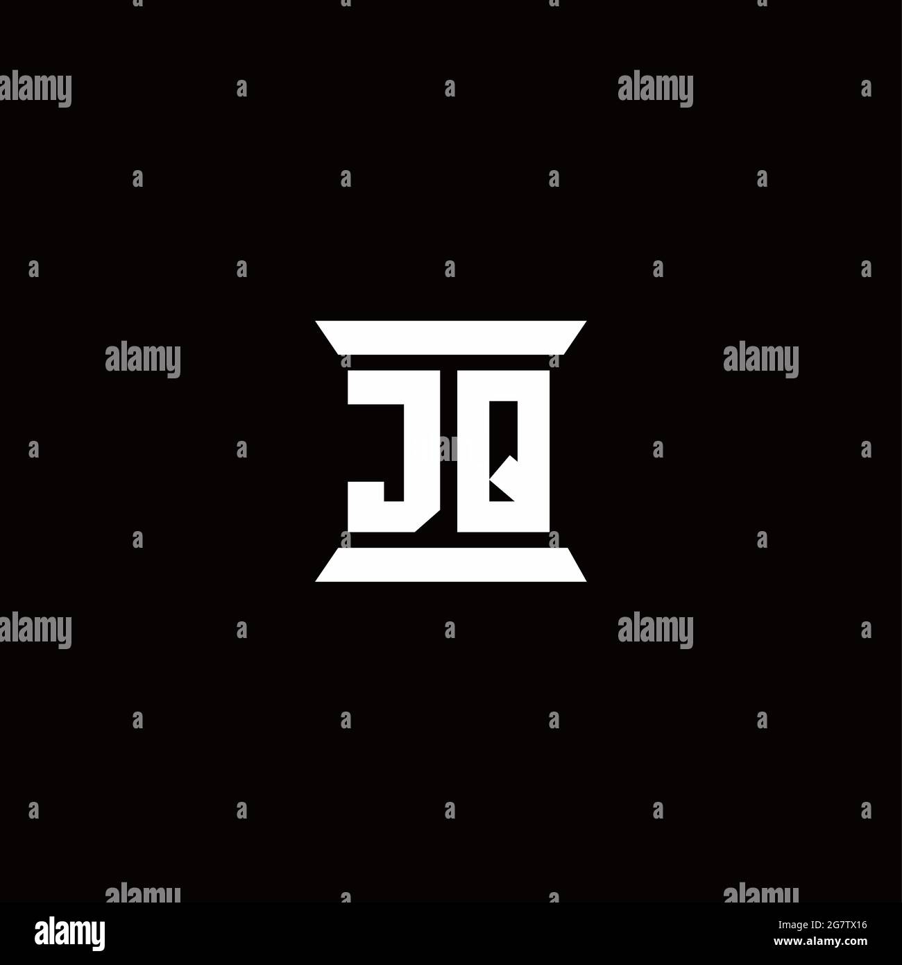 JQ logo initial letter monogram with pillar shape design template ...