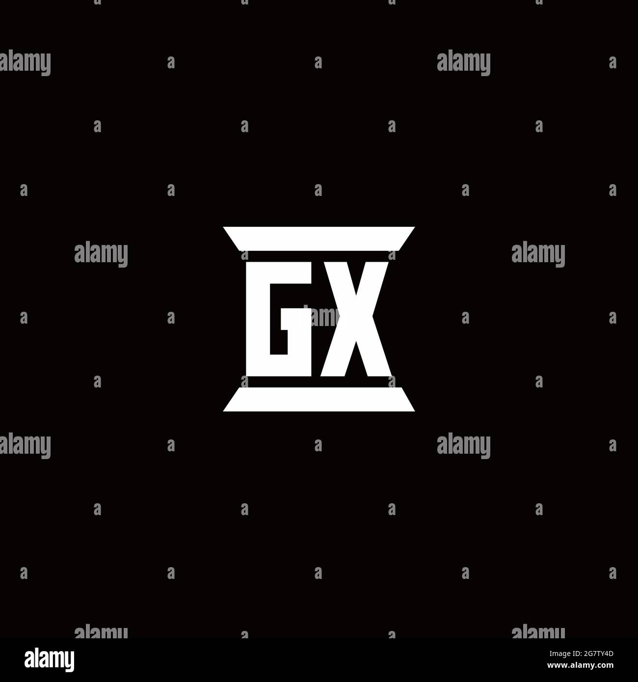 GX logo initial letter monogram with pillar shape design template ...