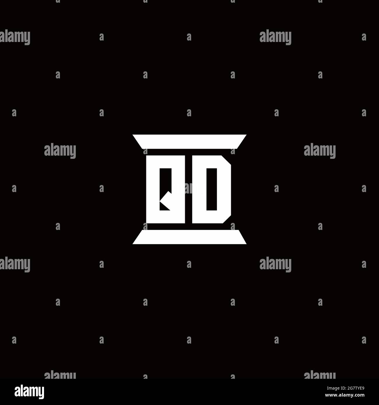 QD logo initial letter monogram with pillar shape design template isolated in black background Stock Vector