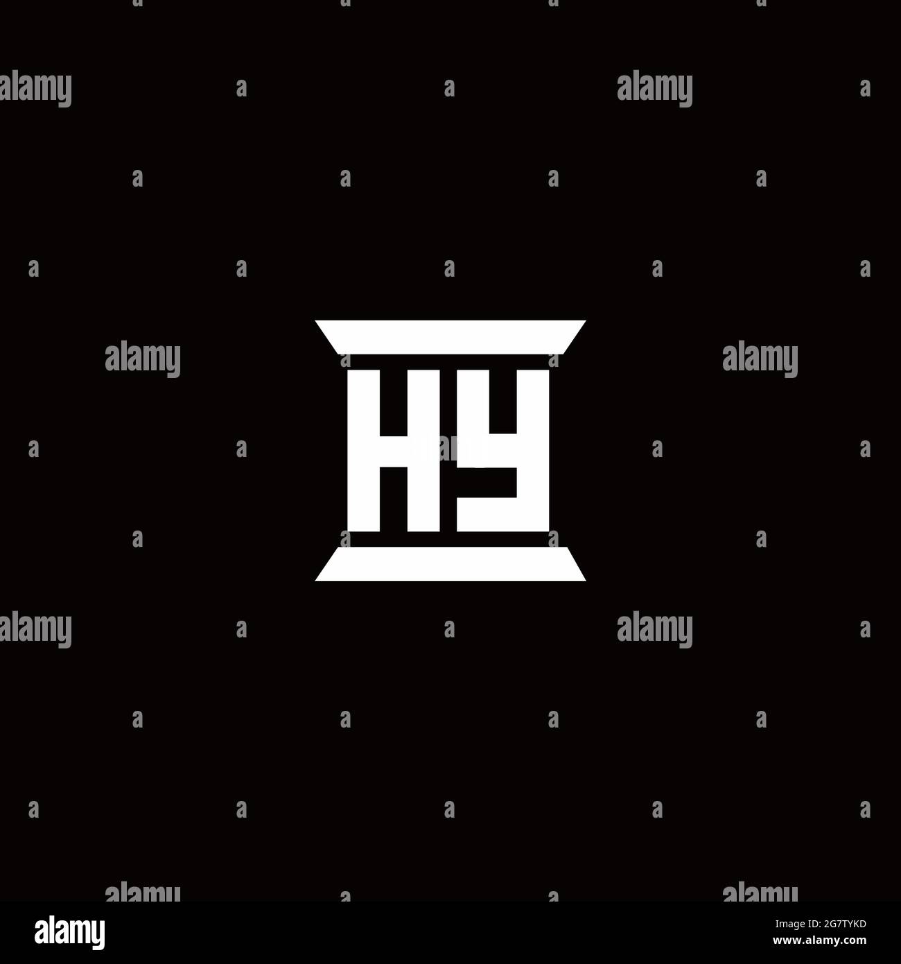 HY logo initial letter monogram with pillar shape design template ...