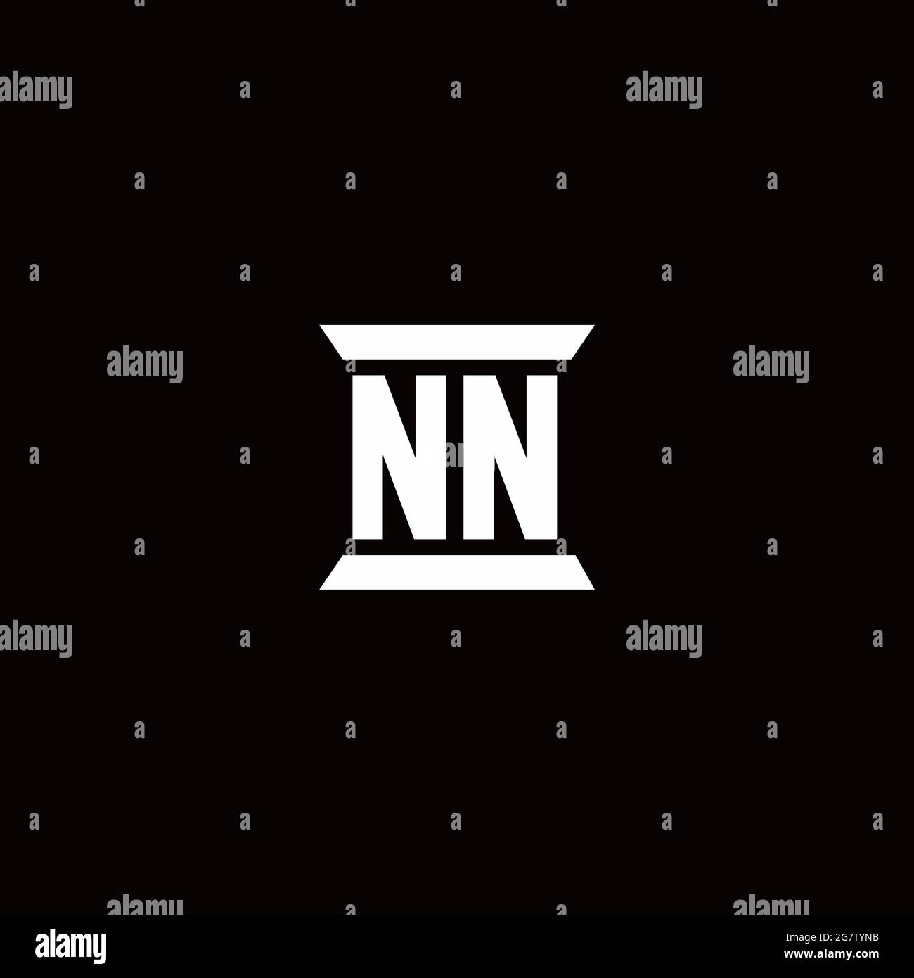 NN logo initial letter monogram with pillar shape design template isolated in black background Stock Vector