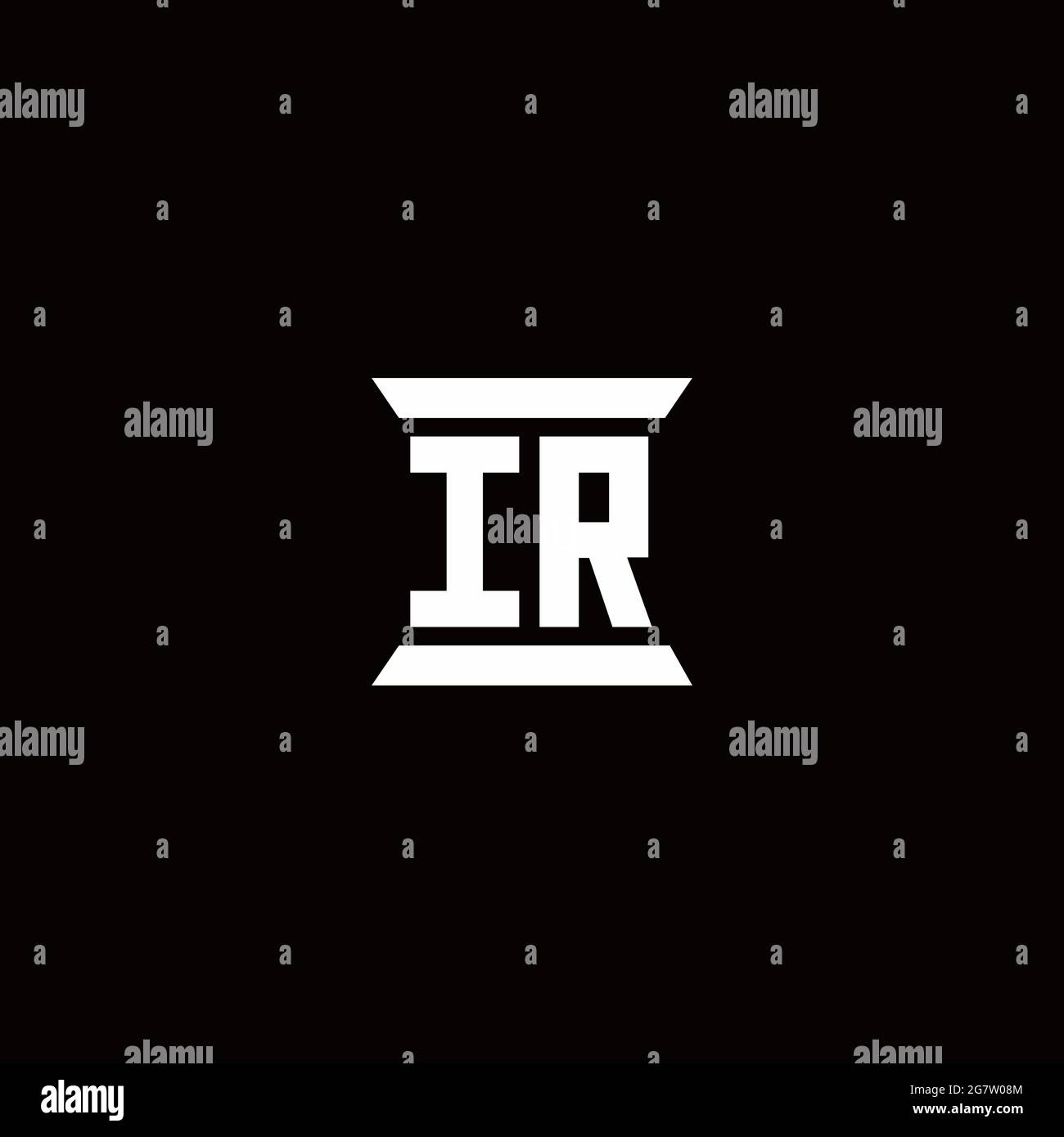 IR logo initial letter monogram with pillar shape design template ...