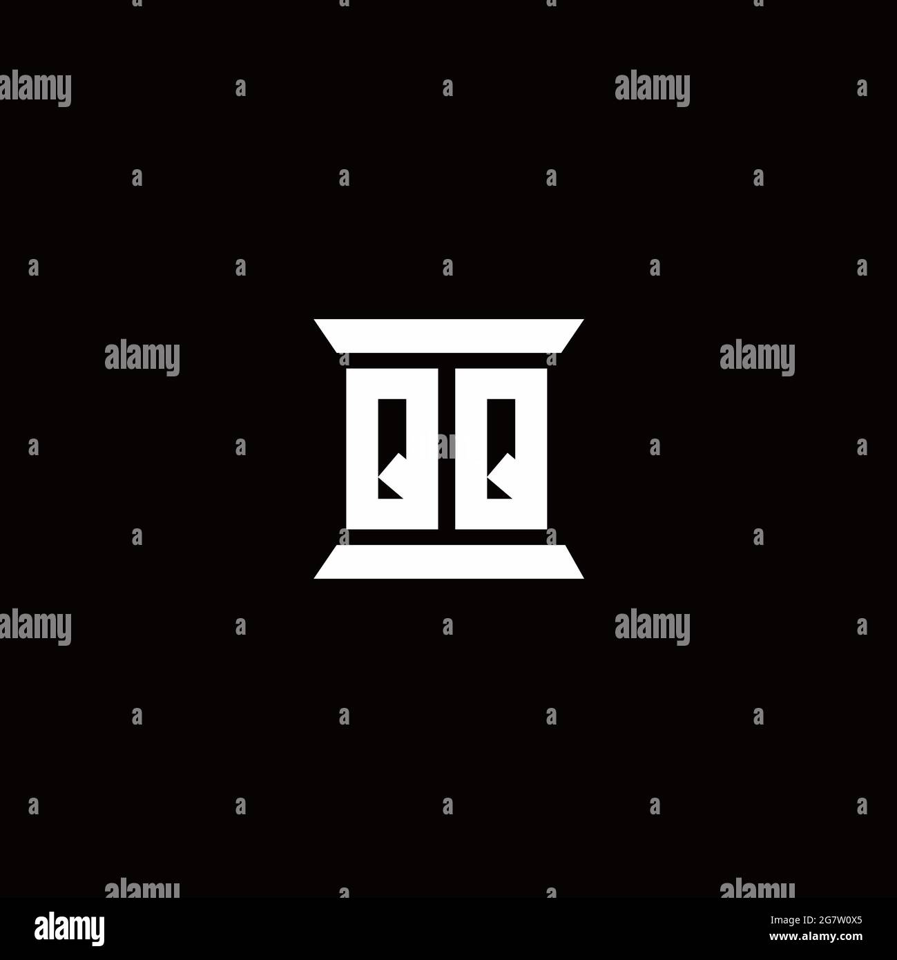 QQ logo initial letter monogram with pillar shape design template ...