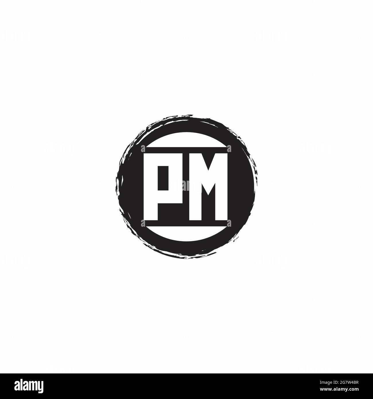 PM Logo Initial Letter Monogram with abstrac circle shape design template isolated in white background Stock Vector
