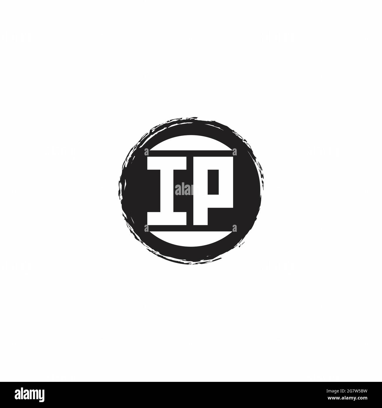 IP Logo Initial Letter Monogram with abstrac circle shape design template isolated in white background Stock Vector