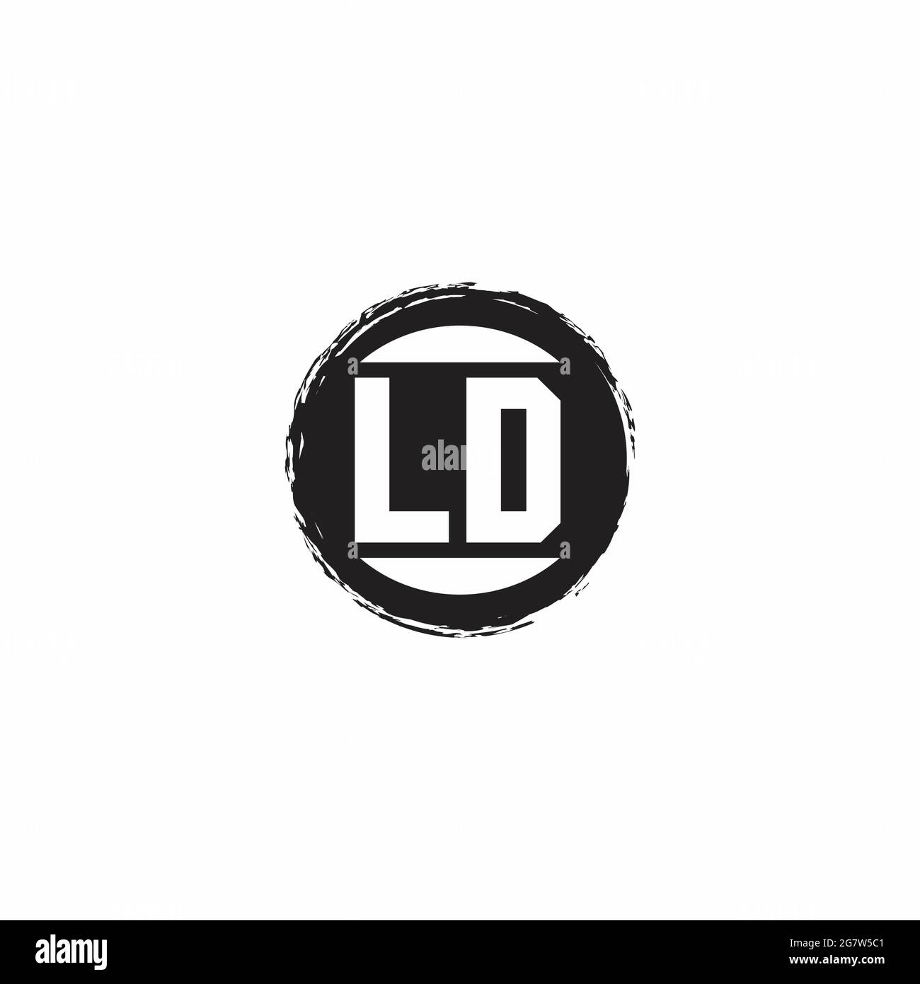 LD Logo Initial Letter Monogram with abstrac circle shape design template isolated in white background Stock Vector