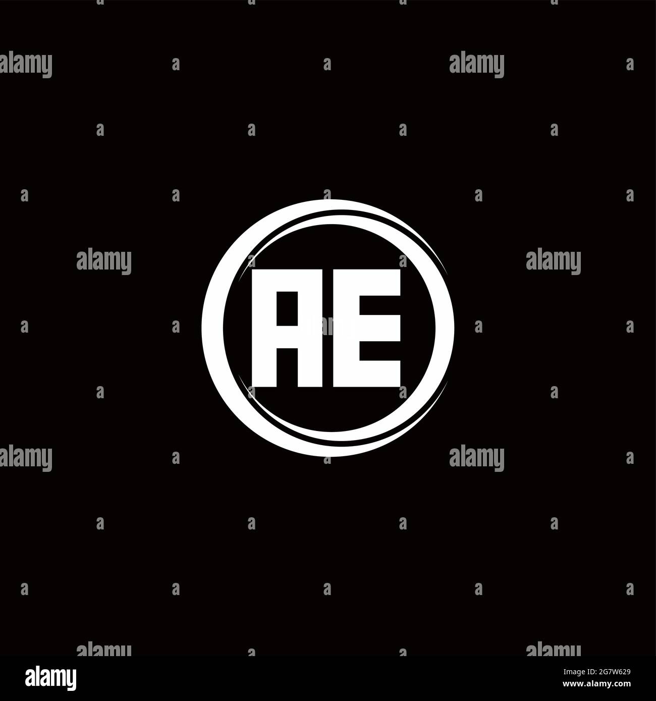 AE logo initial letter monogram with circle slice rounded design ...