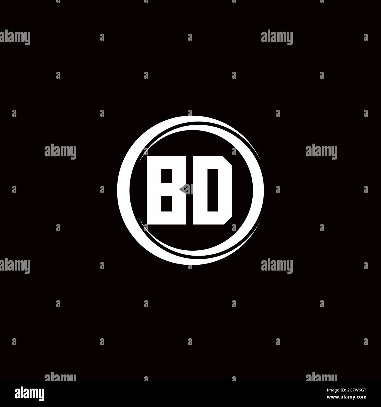 BD logo initial letter monogram with circle slice rounded design template isolated in black background Stock Vector