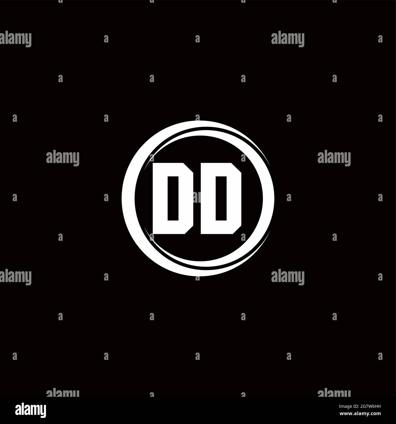 Dd Logo Initial Letter Monogram With Circle Slice Rounded Design Template Isolated In Black