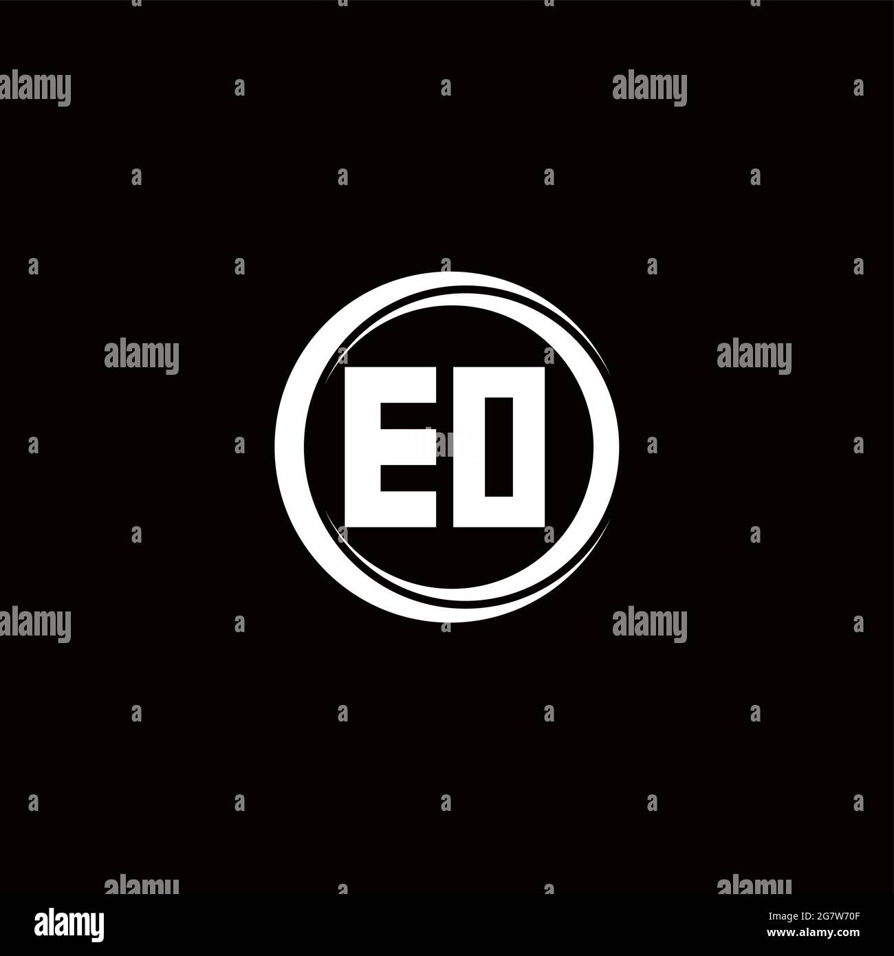 EO logo initial letter monogram with circle slice rounded design template isolated in black background Stock Vector