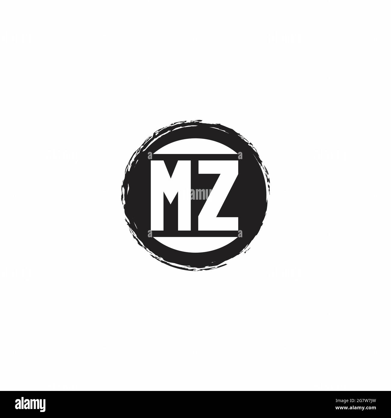 MZ Logo Initial Letter Monogram with abstrac circle shape design template isolated in white background Stock Vector