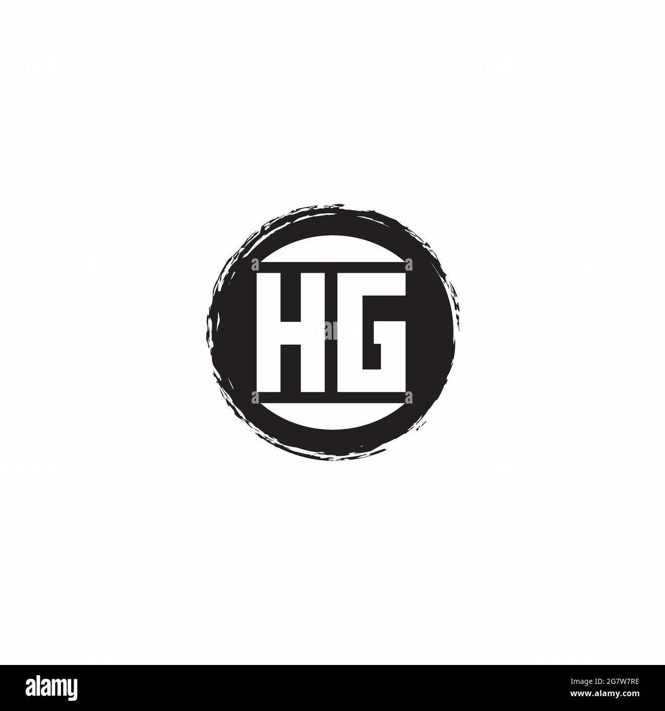 Hg Logo Initial Letter Monogram With Circle Slice Rounded Design Template Isolated In Black 